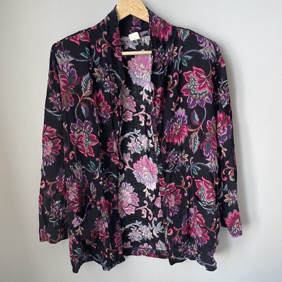 Vintage Floral Rayon Blazer Womens‎ Size Large Made In The USA unbranded - Picture 1 of 6
